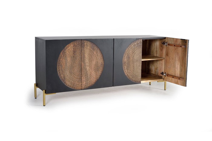 Giner y Colomer Aparador de Madera de Mango y Metal Nogal Oscuro 173 cm